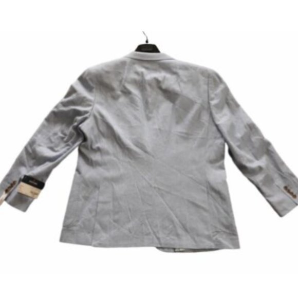 Stafford Classic Fit Sport Jacket Mens Blue Houndstooth Size 48 REG Linen Cotton - Picture 4 of 13